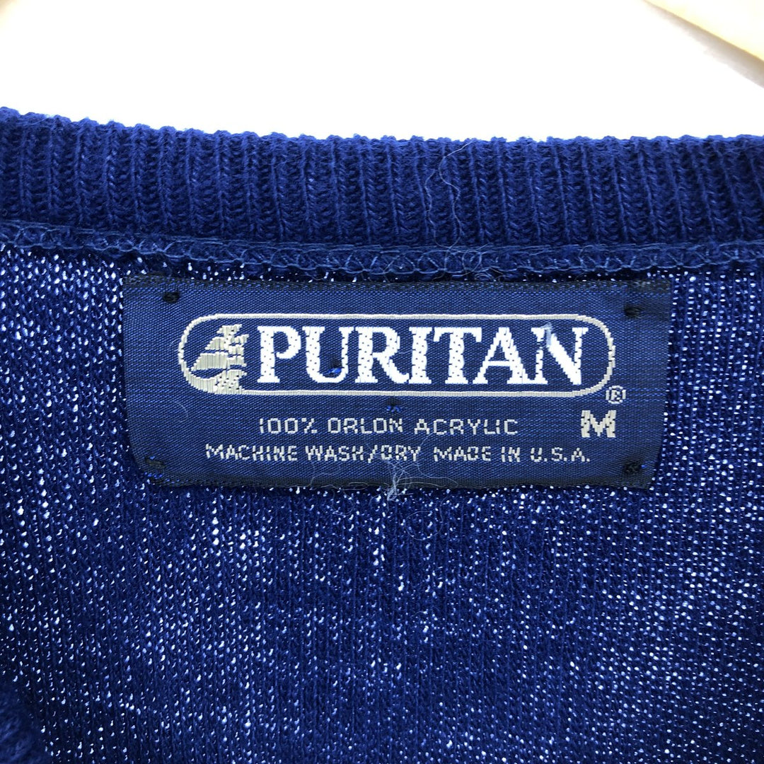 80'S PURITAN V-neck acrylic knit vest made in USA, men's size M, vintage /eaa463862