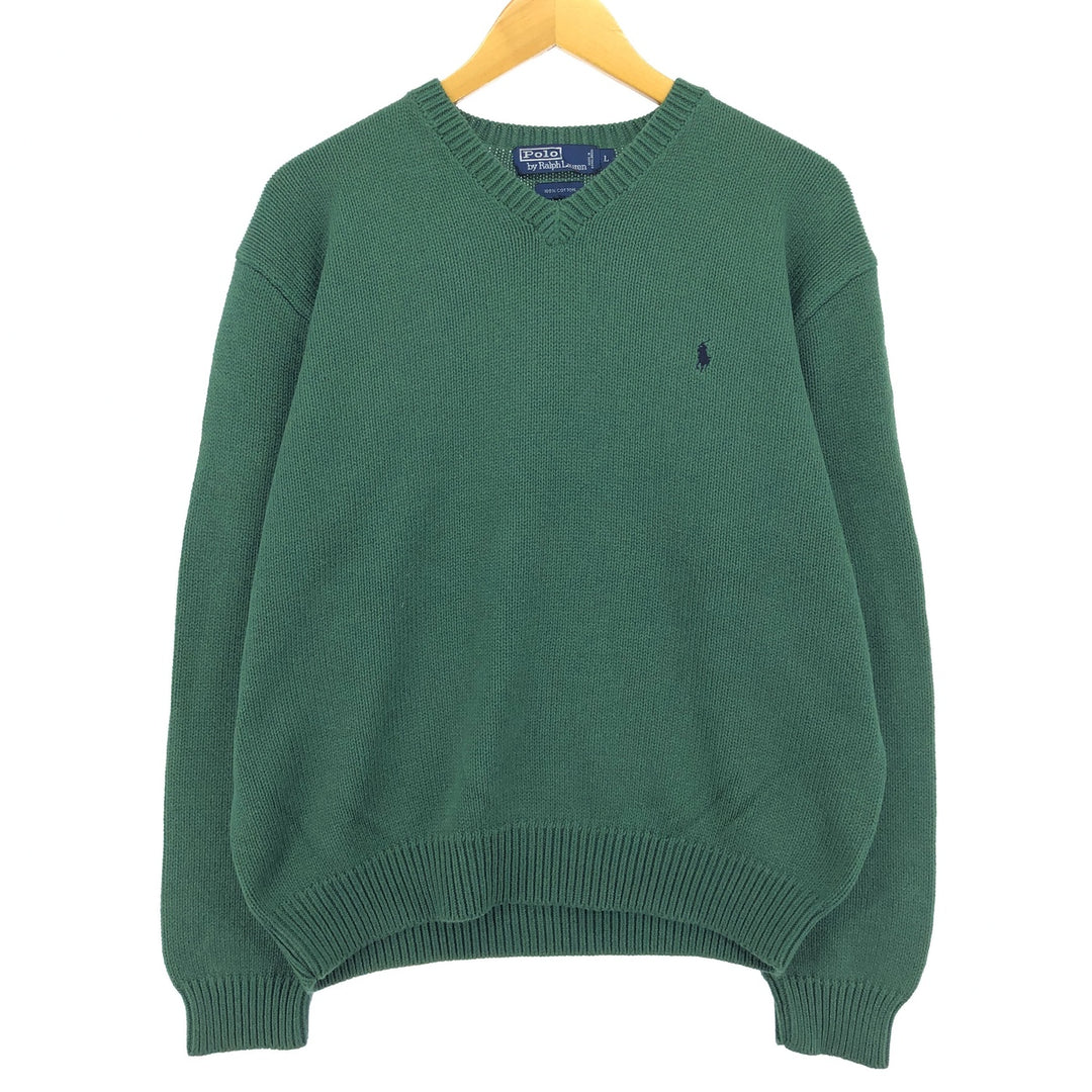 Ralph Lauren POLO by Ralph Lauren V-neck cotton knit sweater, men's size L / eaa463902