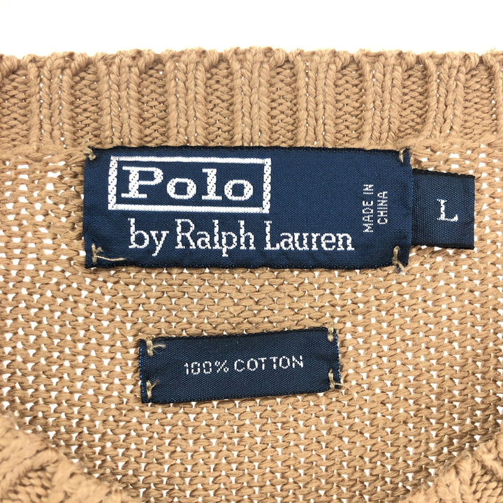 Ralph Lauren V-neck cotton knit sweater, men's size L / eaa463939