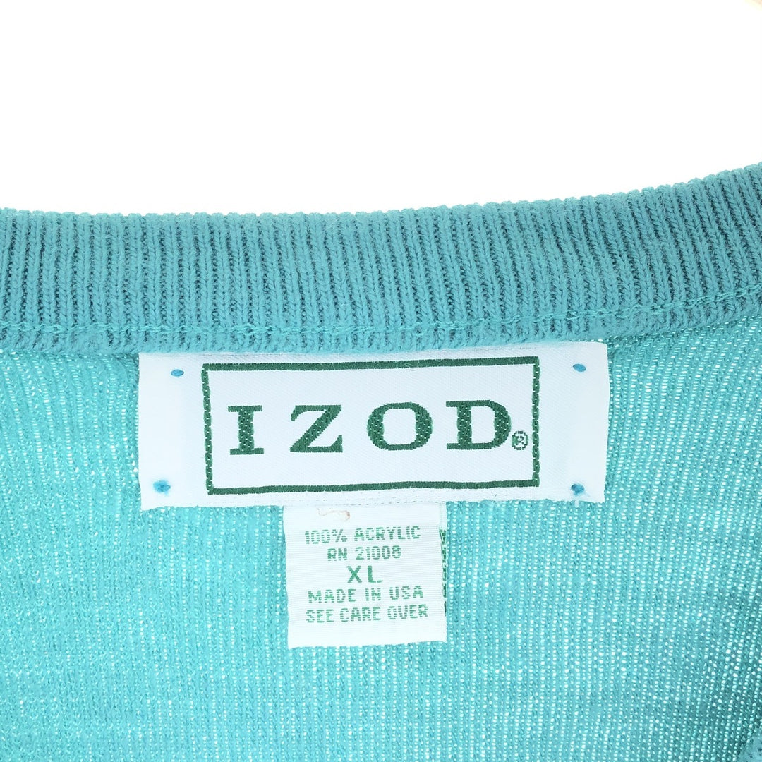 IZOD V-neck acrylic knit vest made in USA, equivalent to men's XL /eaa463944