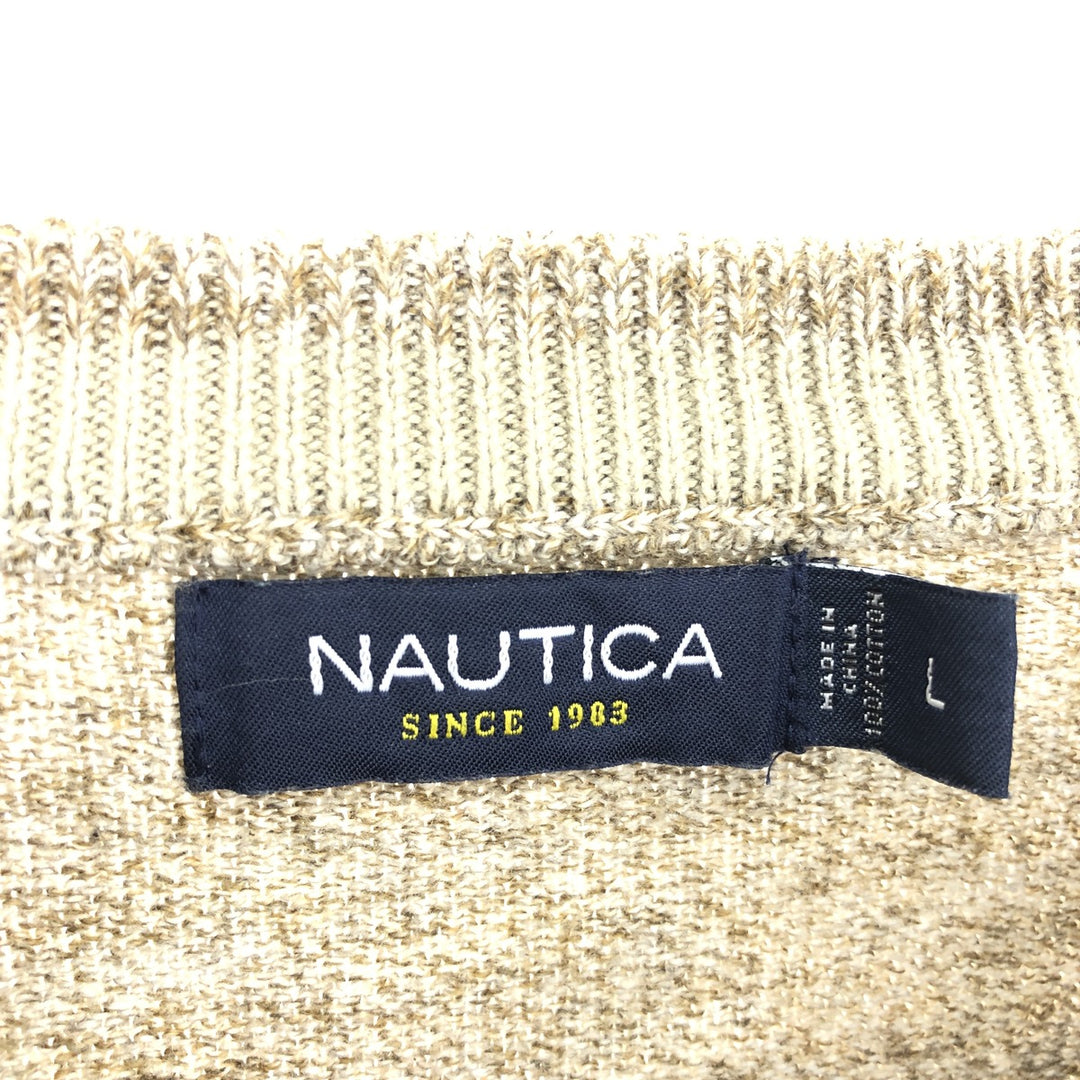 00s~ NAUTICA V-neck cotton knit sweater for women, size L / eaa463957