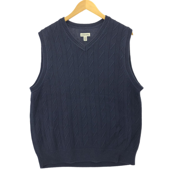 ST. JOHN'S BAY Cable Knit V-Neck Cotton Knit Vest Men's M Size /eaa463971