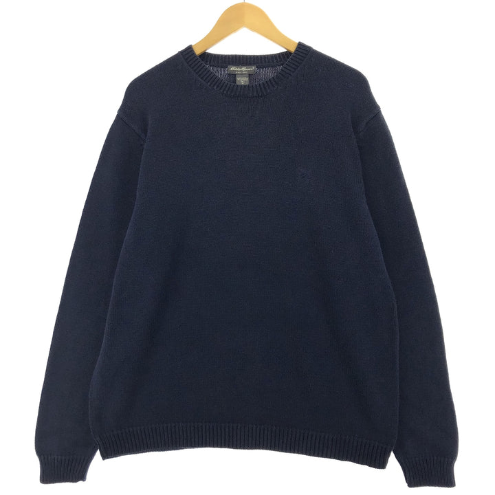 Eddie Bauer Cotton Knit Sweater, Men's XL cotton navy blue type Vintage Second Hand