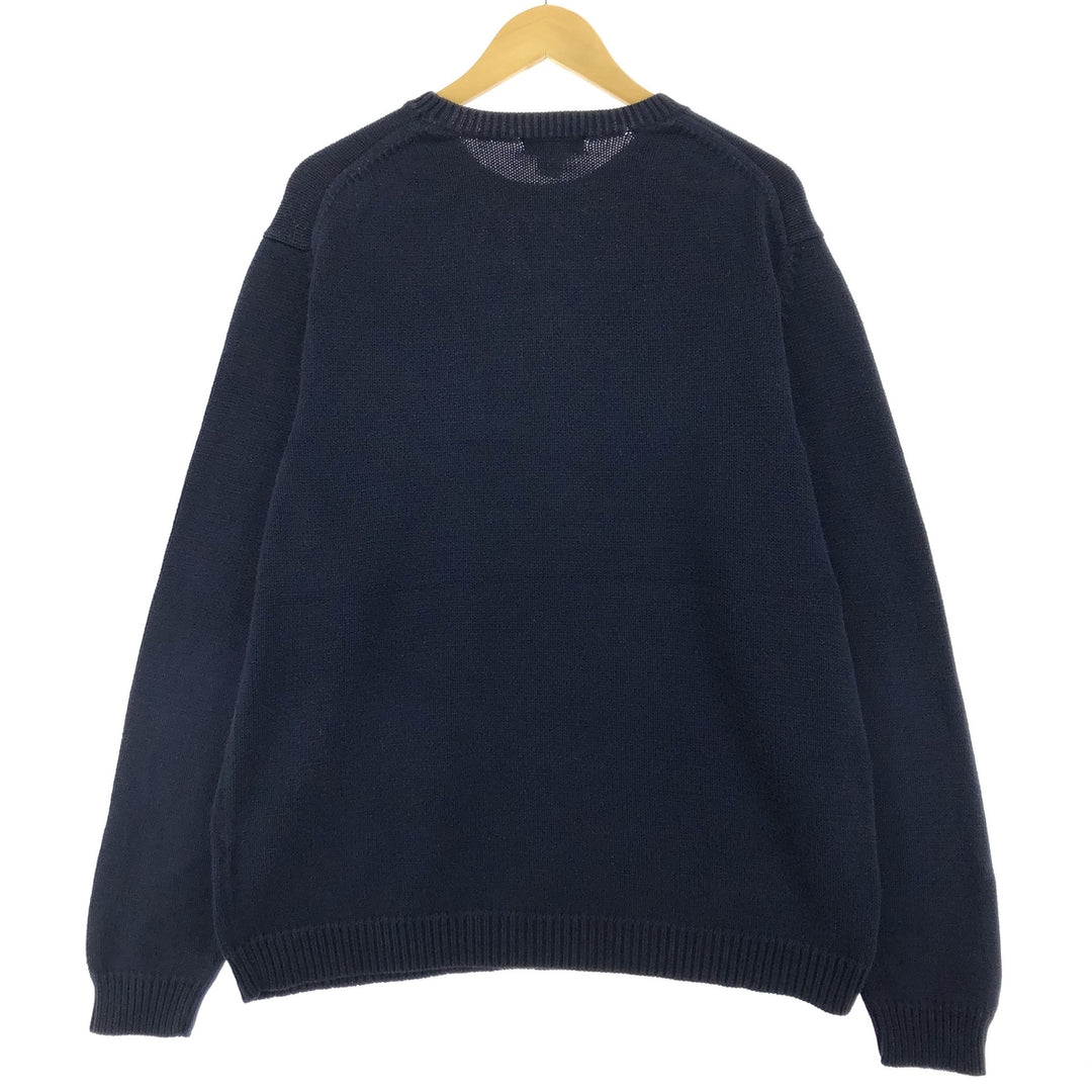 Eddie Bauer Cotton Knit Sweater, Men's XL cotton navy blue type Vintage Second Hand