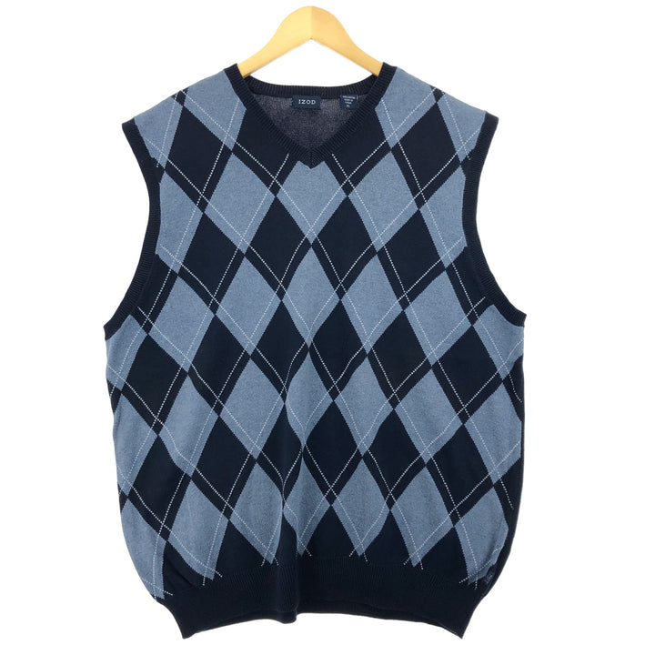 IZOD Argyle Pattern V-neck Cotton Knit Vest Men's XL /eaa463995