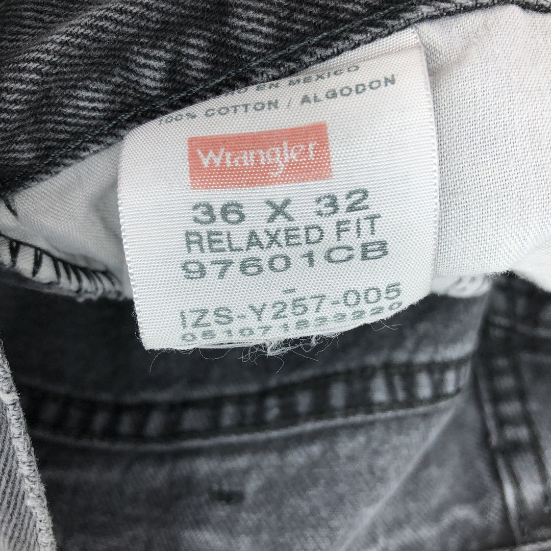 Wrangler RELAXED FIT Black Denim Straight Denim Pants Men's w36 cotton black type Vintage Second Hand
