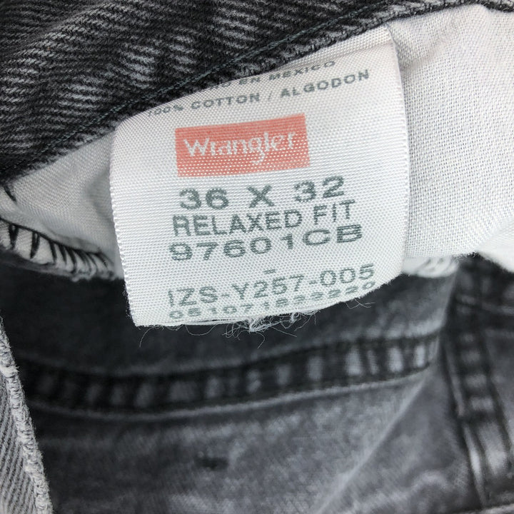 Wrangler RELAXED FIT Black Denim Straight Denim Pants Men's w36 cotton black type Vintage Second Hand