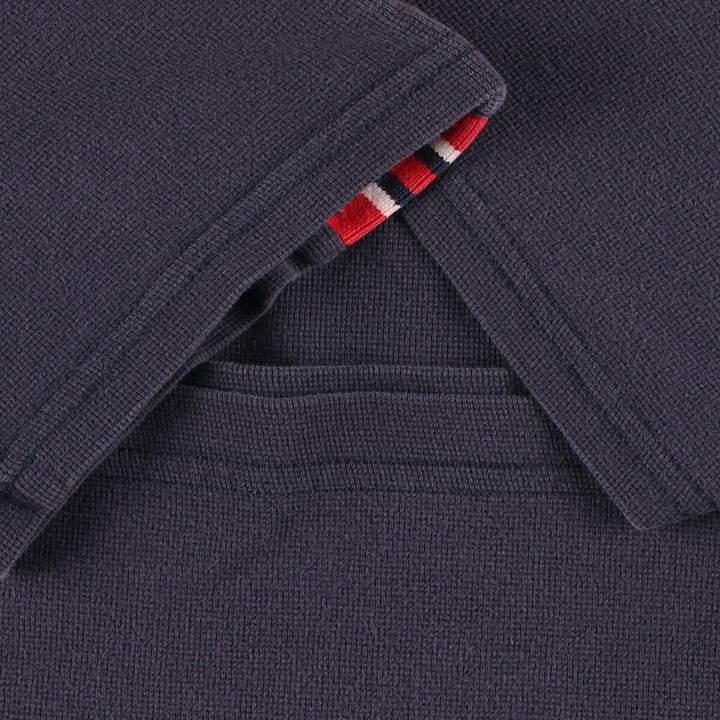 Tommy Hilfiger Henley neck short sleeve logo T-shirt Men's XL cotton navy blue type Vintage Second Hand