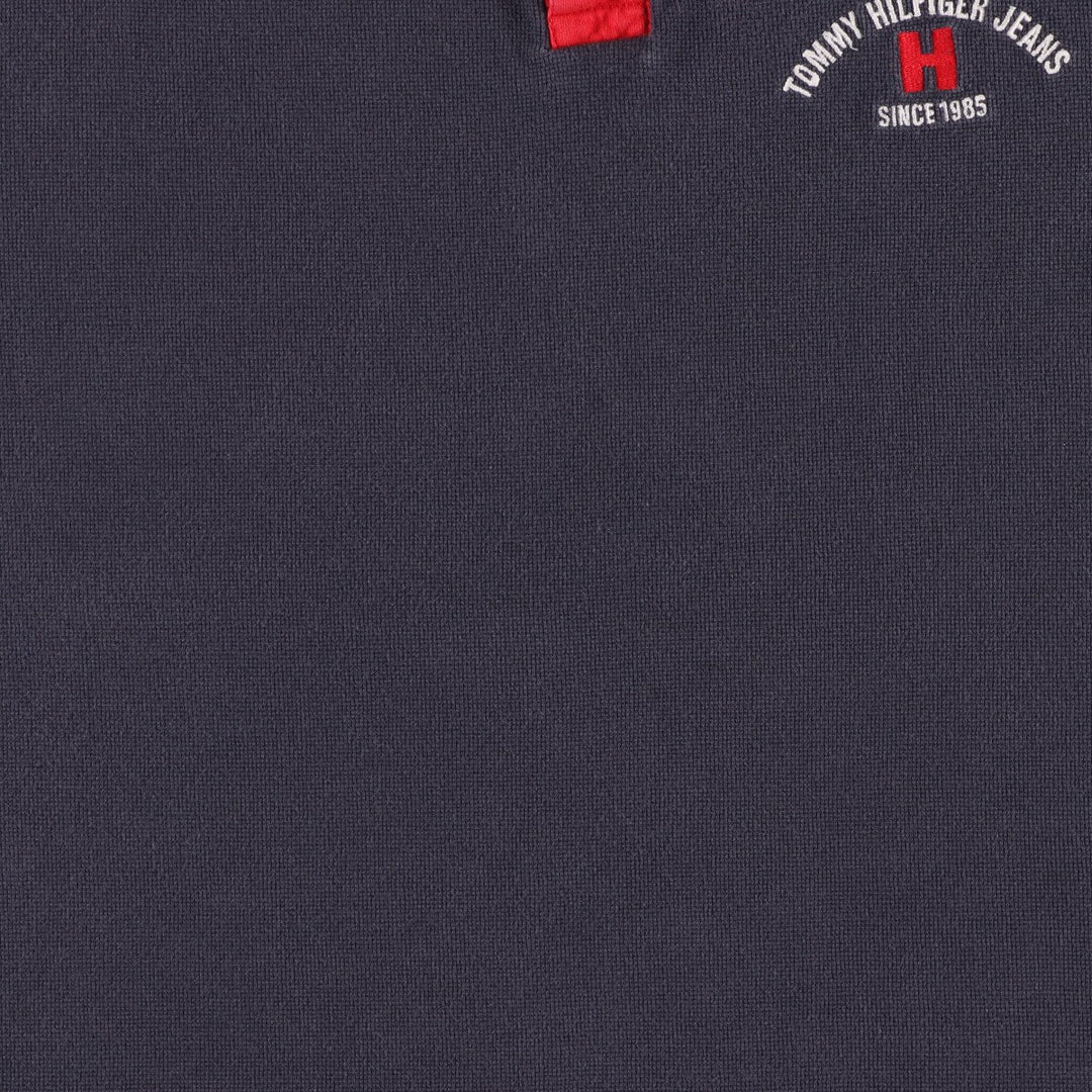 Tommy Hilfiger Henley neck short sleeve logo T-shirt Men's XL cotton navy blue type Vintage Second Hand