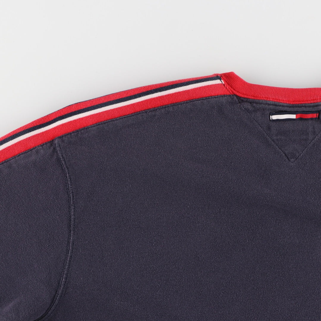 Tommy Hilfiger Henley neck short sleeve logo T-shirt Men's XL cotton navy blue type Vintage Second Hand