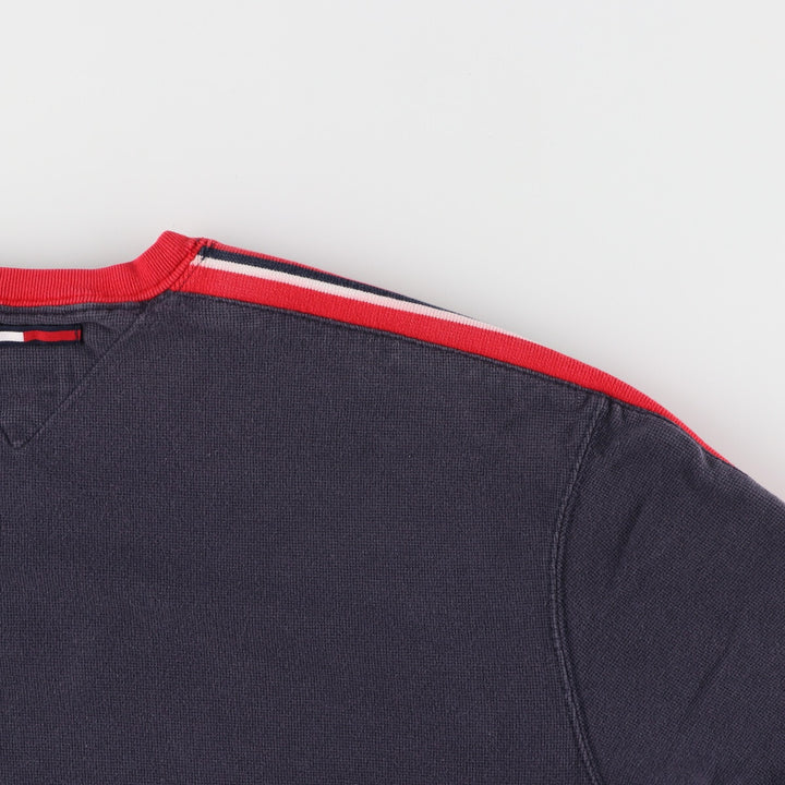 Tommy Hilfiger Henley neck short sleeve logo T-shirt Men's XL cotton navy blue type Vintage Second Hand