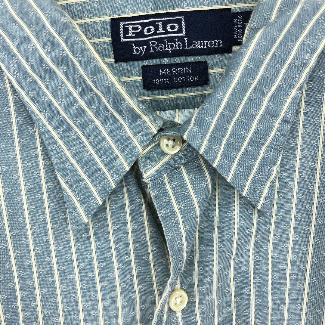 Ralph Lauren POLO by Ralph Lauren Wide collar long sleeve striped shirt Men's L /eaa464318