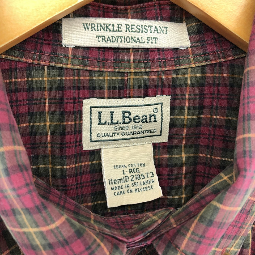 00'S LLBean Check Pattern Long Sleeve Button-Down Check Shirt Men's L /eaa464336