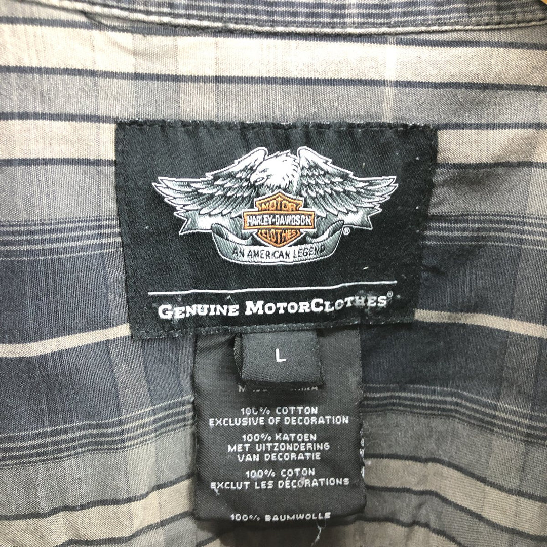 Harley-Davidson Check Pattern Long Sleeve Work Shirt Men's L /eaa464394