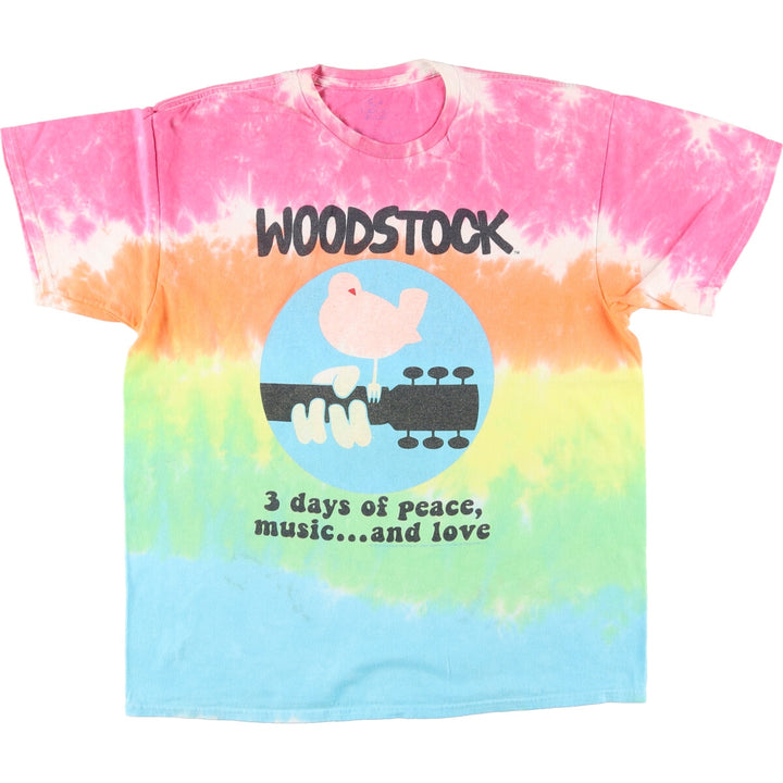 LIQUID BLUE WOODSTOCK Woodstock Festival Tie-dye Pattern Band T-shirt Band Tee Men's L size /eaa464398