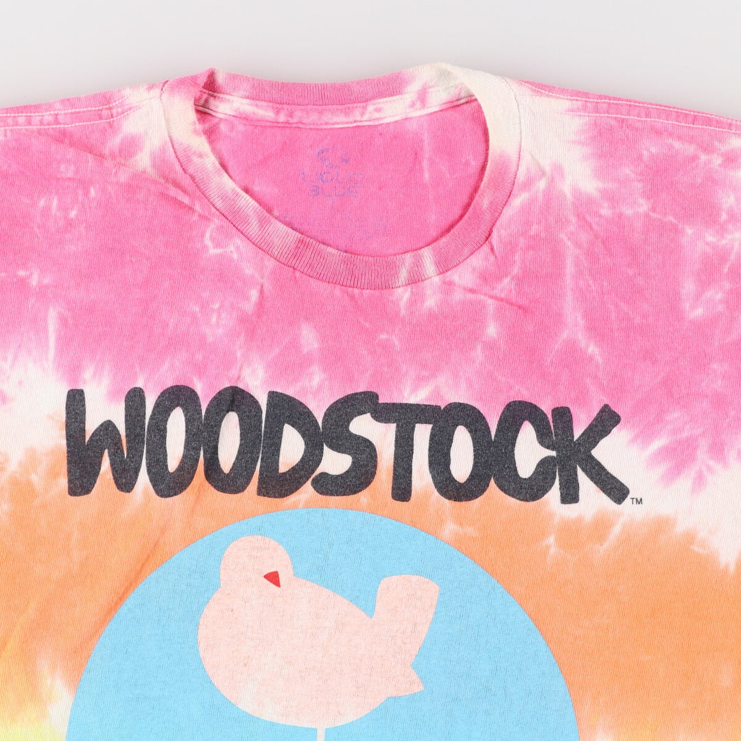 LIQUID BLUE WOODSTOCK Woodstock Festival Tie-dye Pattern Band T-shirt Band Tee Men's L size /eaa464398