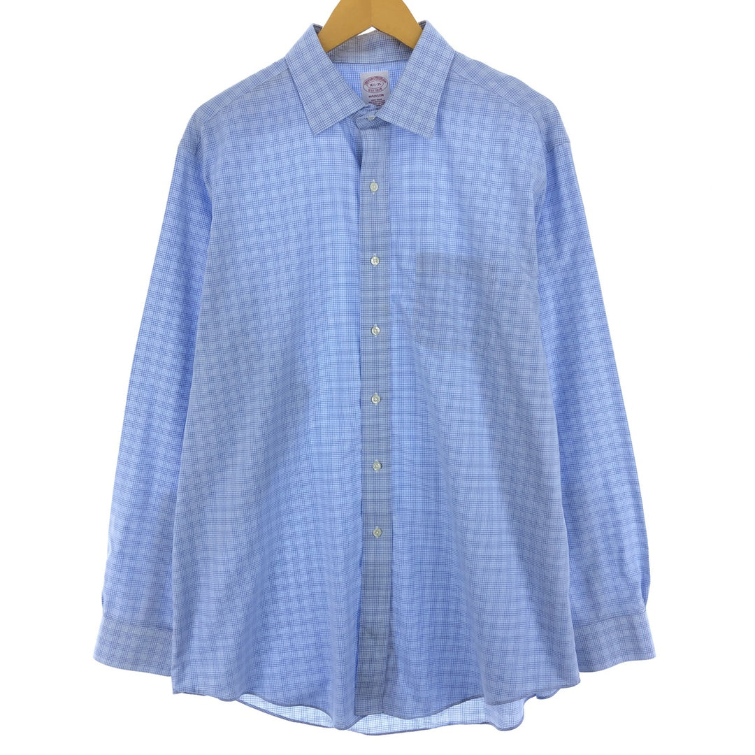 Brooks Brothers Est.1818 Wide Collar Long Sleeve Cotton Check Shirt Men's L /eaa464414
