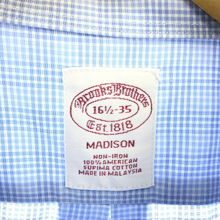 Brooks Brothers Est.1818 Wide Collar Long Sleeve Cotton Check Shirt Men's L /eaa464414