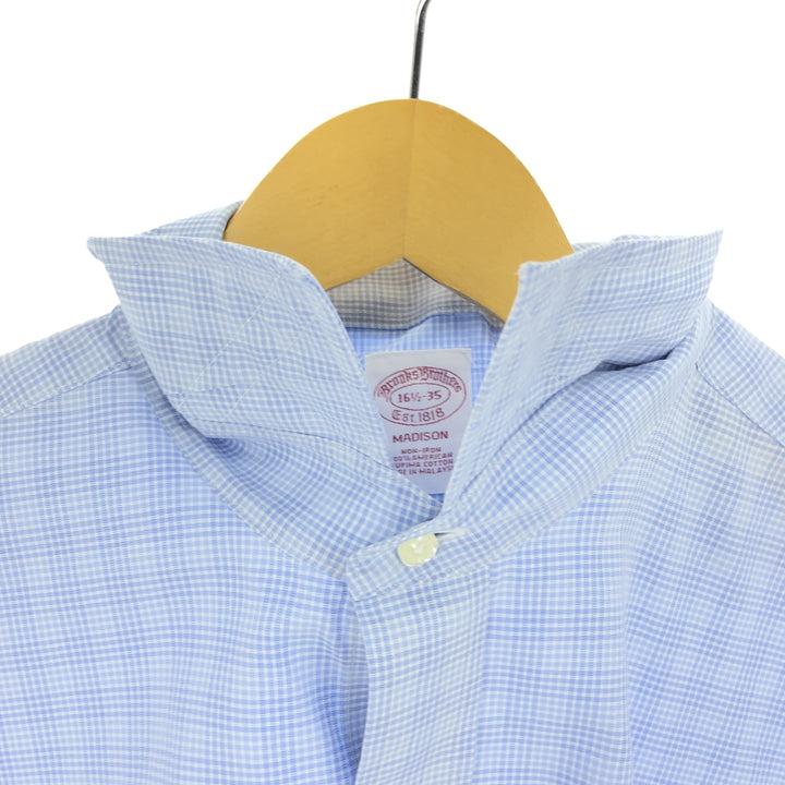 Brooks Brothers Est.1818 Wide Collar Long Sleeve Cotton Check Shirt Men's L /eaa464414