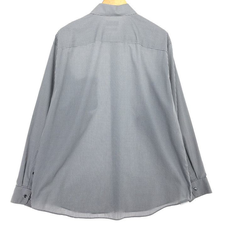 90'S ~ Calvin Klein Wide Collar Long Sleeve Cotton Check Shirt Men's XL Vintage / eaa464463