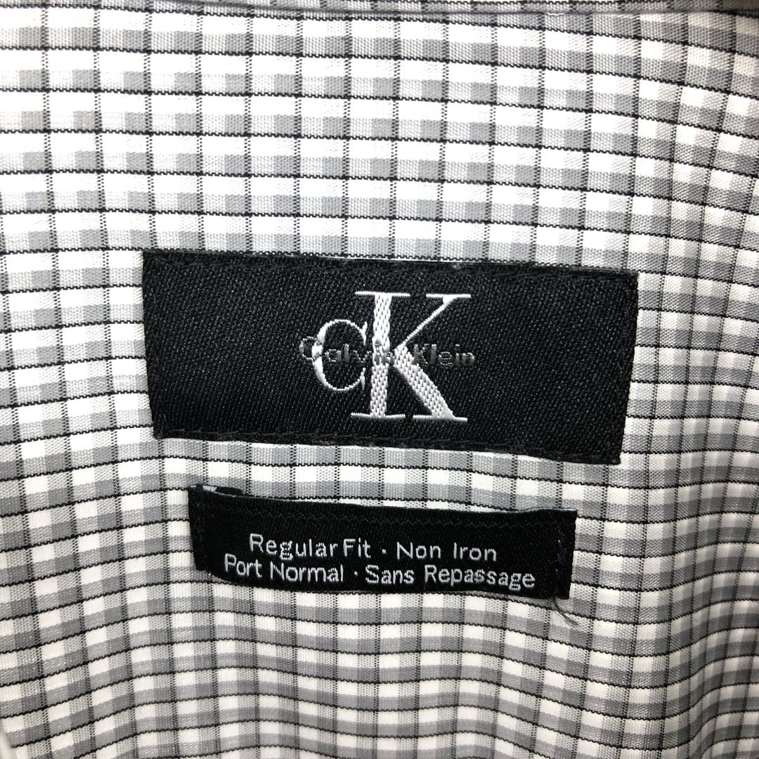 90'S ~ Calvin Klein Wide Collar Long Sleeve Cotton Check Shirt Men's XL Vintage / eaa464463