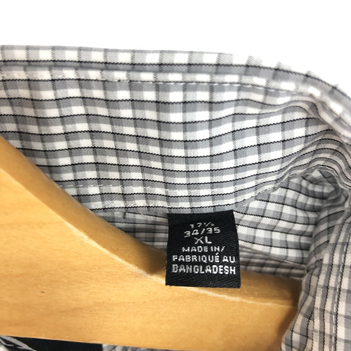 90'S ~ Calvin Klein Wide Collar Long Sleeve Cotton Check Shirt Men's XL Vintage / eaa464463