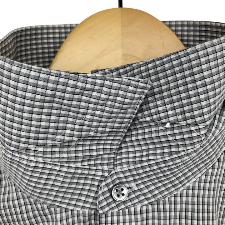 90'S ~ Calvin Klein Wide Collar Long Sleeve Cotton Check Shirt Men's XL Vintage / eaa464463