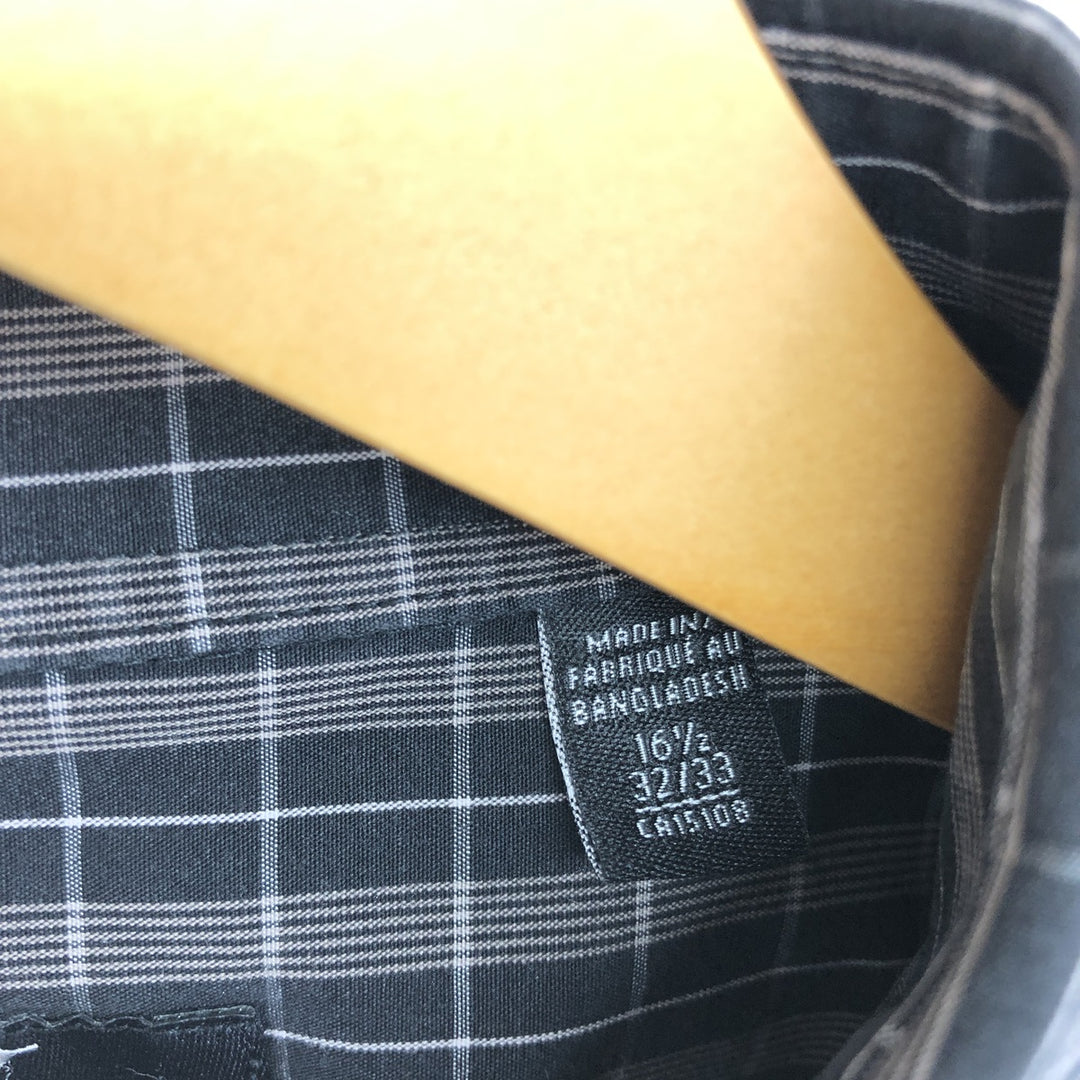 90s~00'S Calvin Klein Wide Collar Long Sleeve Cotton Check Shirt Men's L Vintage /eaa464464