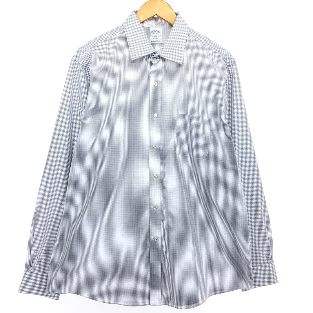 Brooks Brothers 1818 Wide Collar Long Sleeve Cotton Check Shirt Men's L /eaa464472