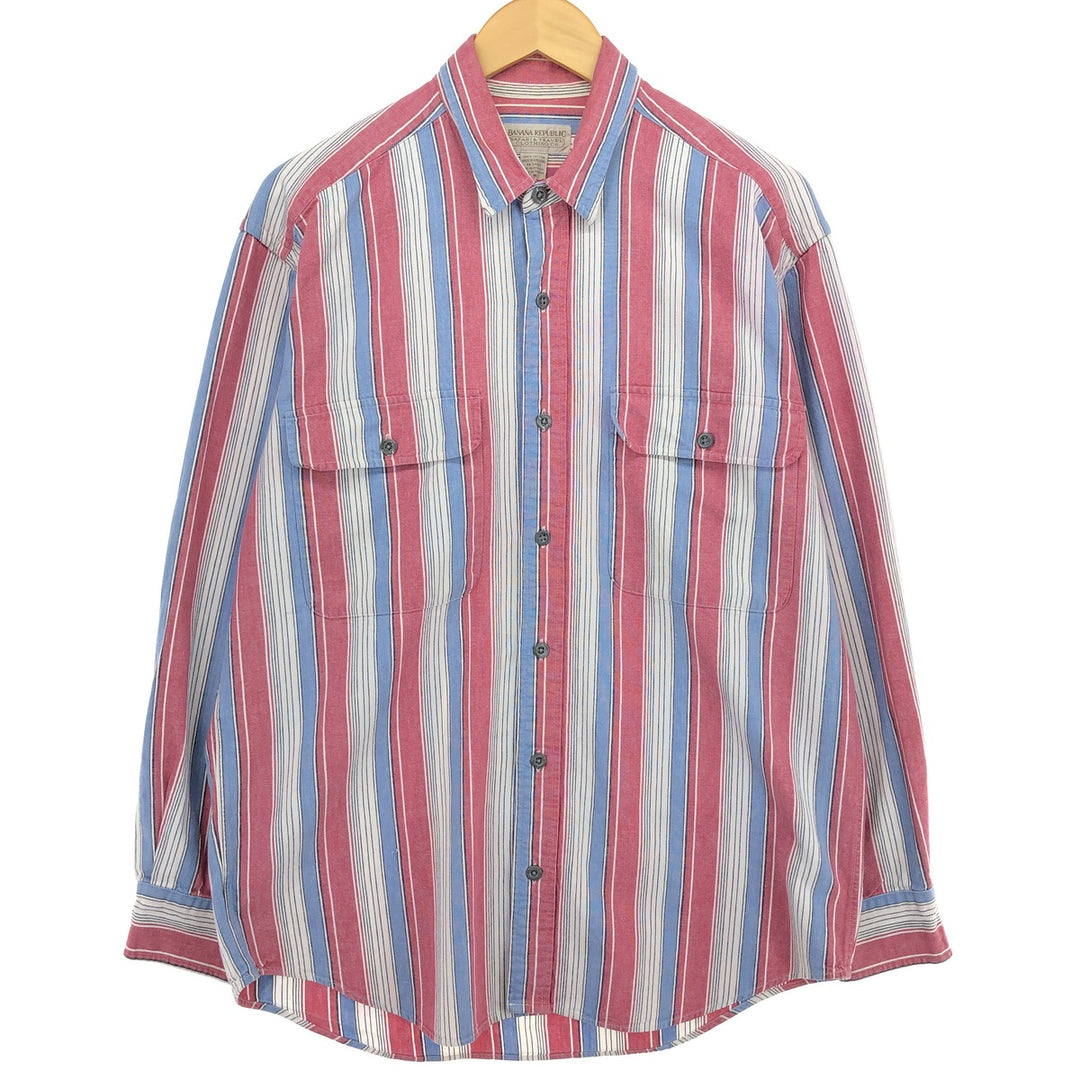 80'S Banana Republic Multi-stripe Long Sleeve Striped Shirt Men's M Size Vintage /eaa464475