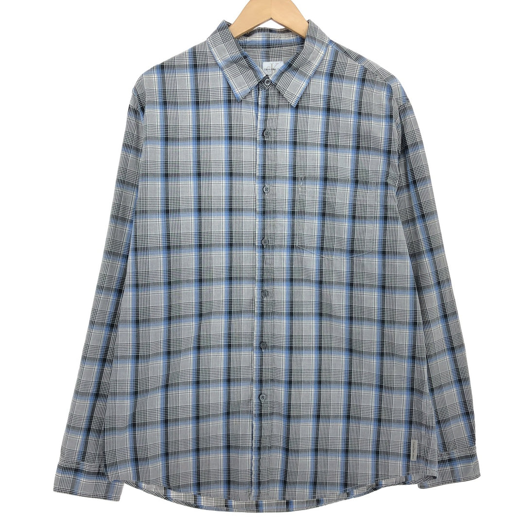 90s~00'S Calvin Klein JEANS Long Sleeve Cotton Check Shirt Men's L Vintage /eaa464476
