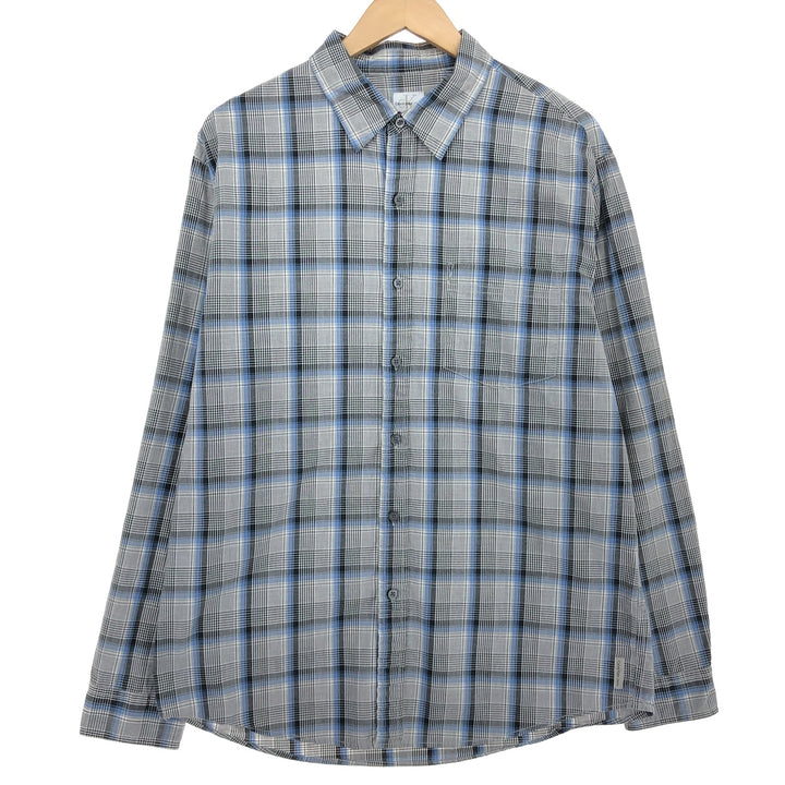 90s~00'S Calvin Klein JEANS Long Sleeve Cotton Check Shirt Men's L Vintage /eaa464476