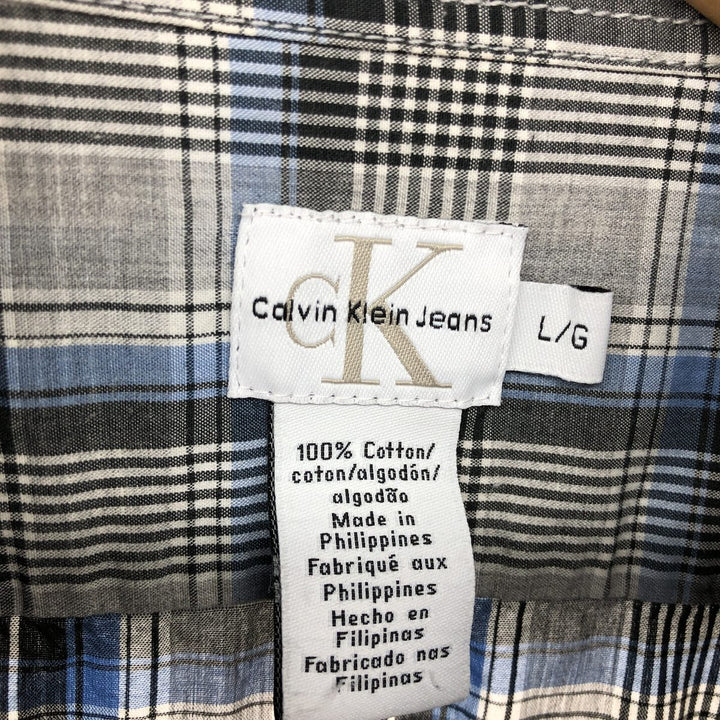 90s~00'S Calvin Klein JEANS Long Sleeve Cotton Check Shirt Men's L Vintage /eaa464476