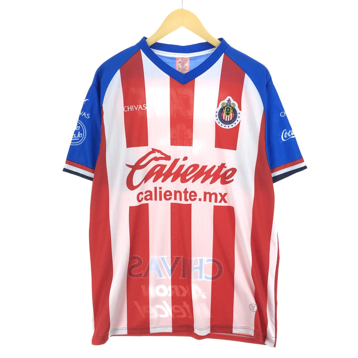 SPORT Liga MX CD Guadalajara V-neck soccer uniform game shirt men's L /eaa464540