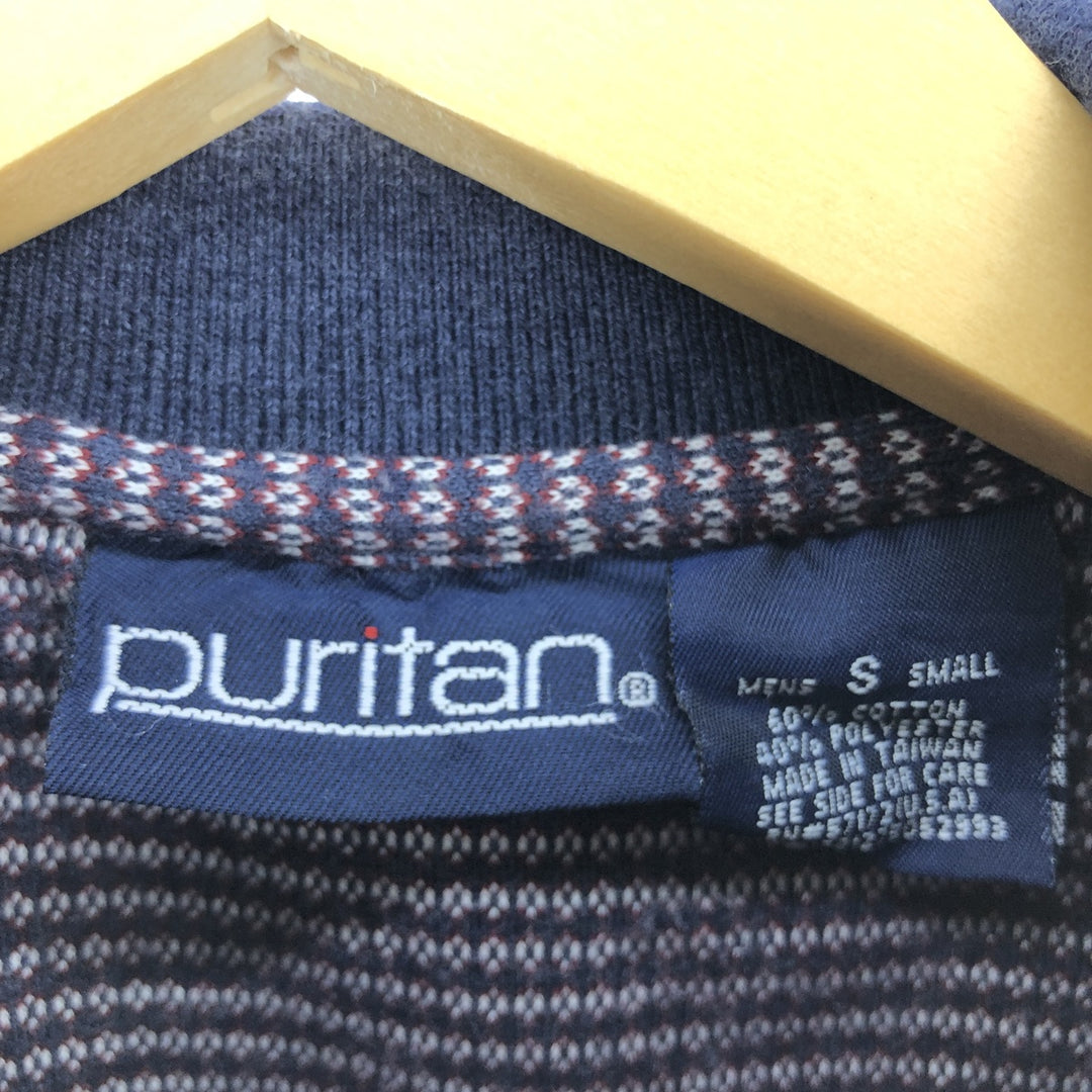 90'S Puritan PURITAN all-over print short-sleeve polo shirt for men, size S /eaa464555