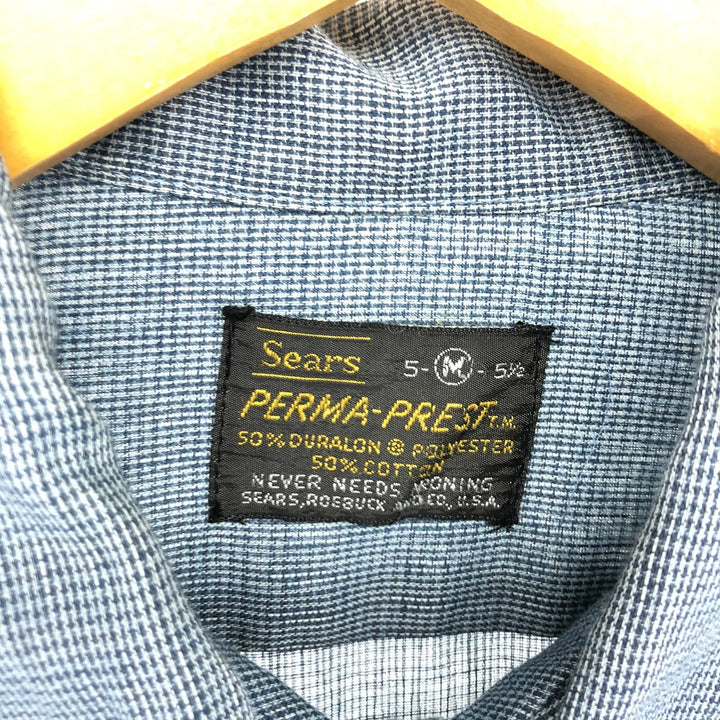 70'S Sears long sleeve cotton check shirt made in USA, men's M, vintage /eaa464561