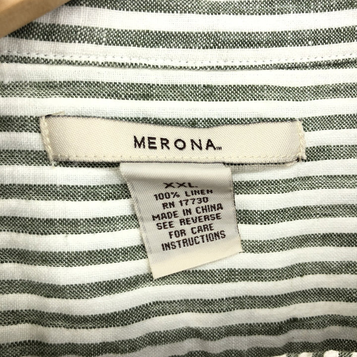 MERONA Stripe Pattern Long Sleeve Linen Shirt Men's XXL /eaa464569