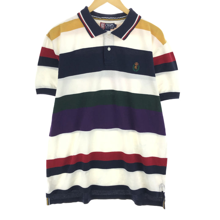 90'S Ralph Lauren CHAPS short sleeve striped polo shirt men's L vintage /eaa464669