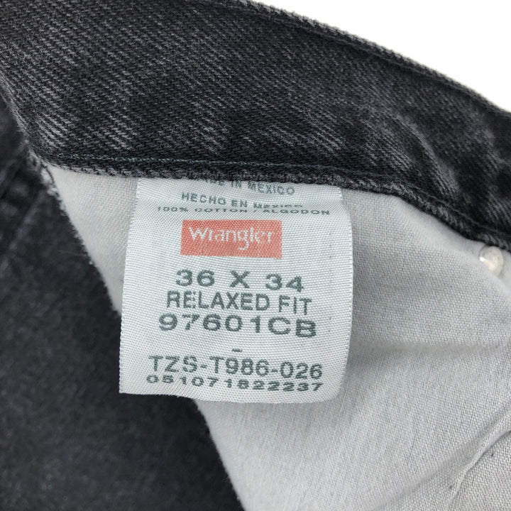 Wrangler RELAXED FIT Black Denim Straight Denim Pants Men's w36 cotton black type Vintage Second Hand