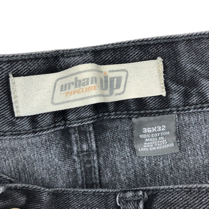 URBAN UP Black Denim Straight Denim Pants Men's w37 cotton black type Vintage Second Hand