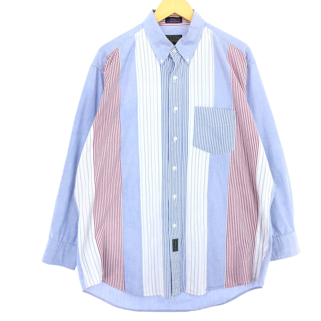 80'S Ralph Lauren Chaps Crazy Pattern Long Sleeve Button Down Striped Shirt Men's XL Vintage /eaa464839