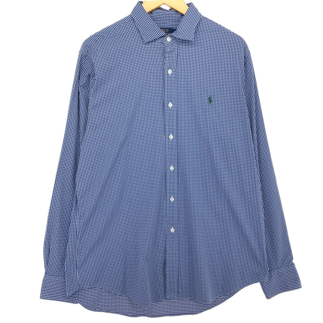 Ralph Lauren POLO Ralph Lauren Gingham Check Wide Collar Long Sleeve Nylon Shirt Men's L /eaa464850