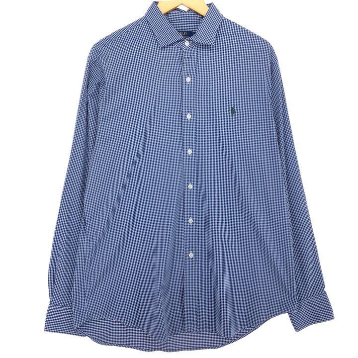 Ralph Lauren POLO Ralph Lauren Gingham Check Wide Collar Long Sleeve Nylon Shirt Men's L /eaa464850