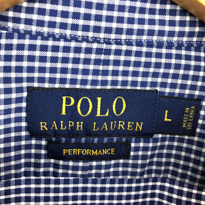Ralph Lauren POLO Ralph Lauren Gingham Check Wide Collar Long Sleeve Nylon Shirt Men's L /eaa464850