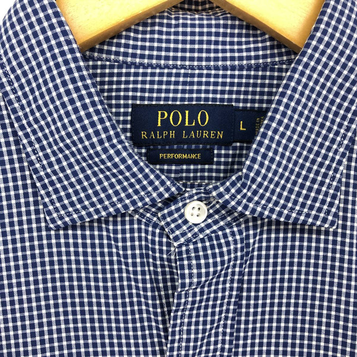 Ralph Lauren POLO Ralph Lauren Gingham Check Wide Collar Long Sleeve Nylon Shirt Men's L /eaa464850
