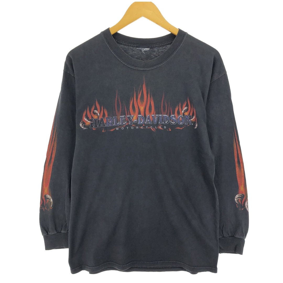 00'S Harley-Davidson Fire Pattern Long T-Shirt, Men's M / eaa464886