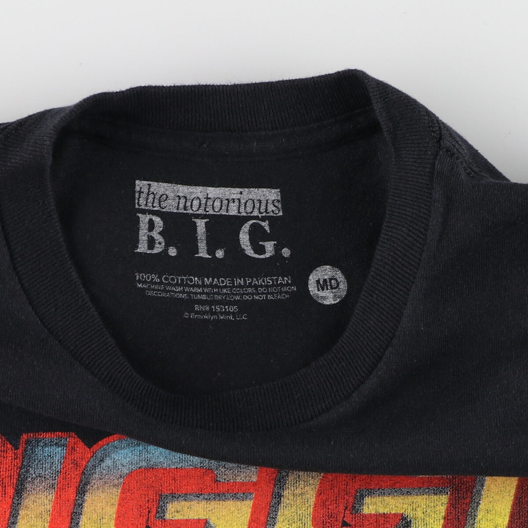 THE NOTORIUS BIG Notorious Big Large Print Rap T-Shirt Rap Tee Men's M size cotton black type Vintage Second Hand
