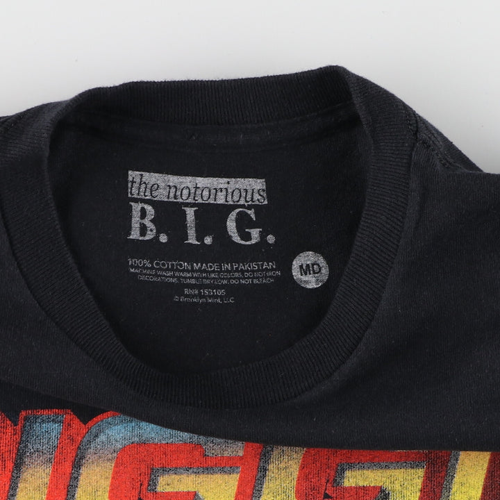 THE NOTORIUS BIG Notorious Big Large Print Rap T-Shirt Rap Tee Men's M size cotton black type Vintage Second Hand