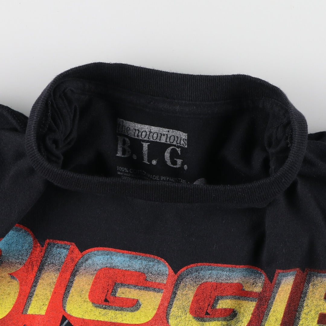 THE NOTORIUS BIG Notorious Big Large Print Rap T-Shirt Rap Tee Men's M size cotton black type Vintage Second Hand