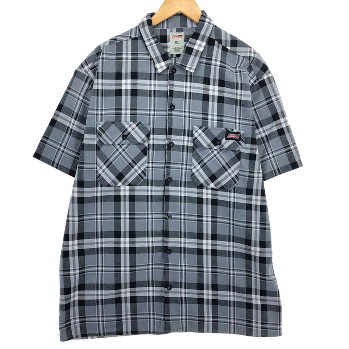 Dickies Check Pattern Short Sleeve Work Shirt Men's XL / eaa464937